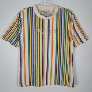 Guess Originals Size S Riviera Striped T-Shirt Short Sleeve Retro Multicolor